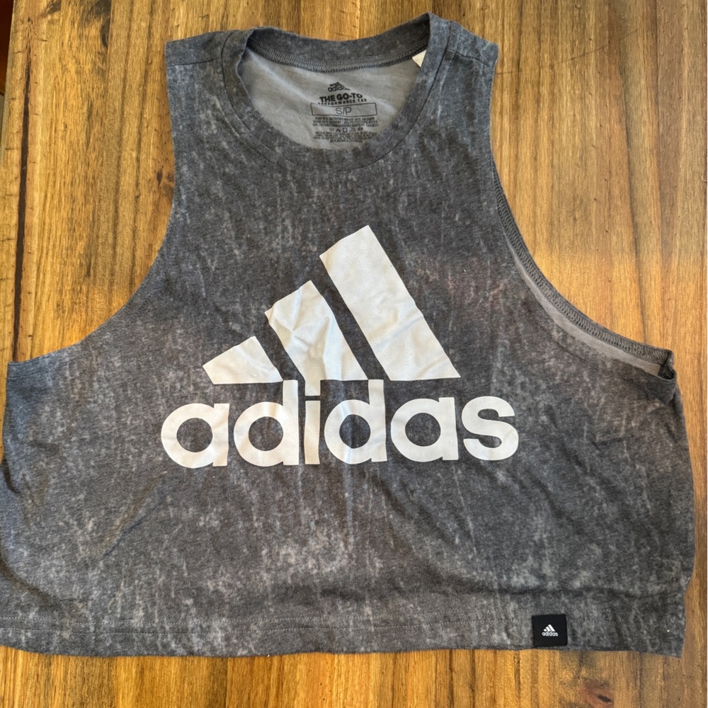 Adidas Gray and White Athletic Tank Top